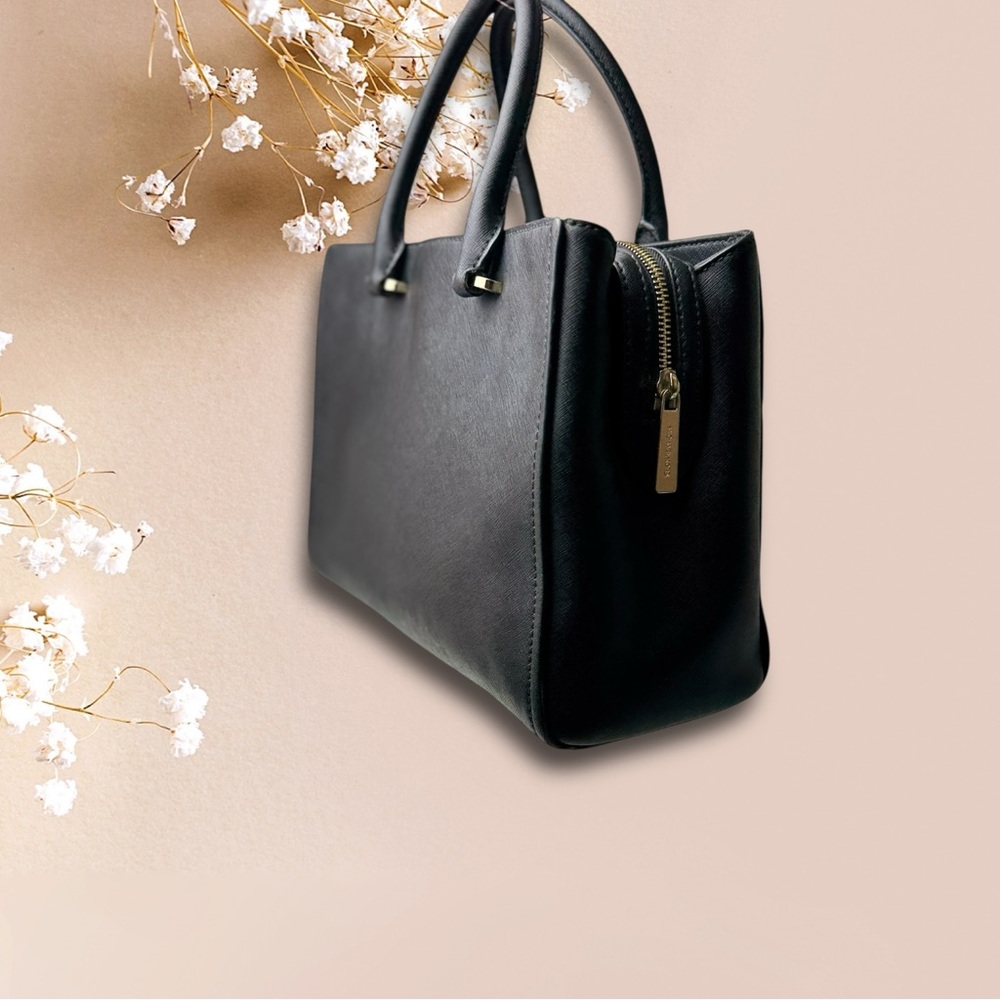 🧡🖤Michael Kors Black Leather Tote Bag🖤🧡 - Picture 3 of 15